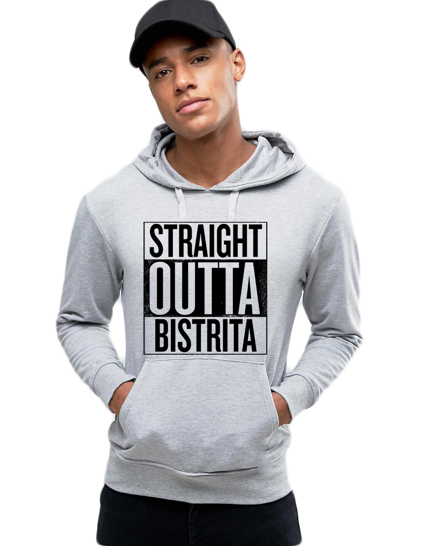 Hanorac Barbati Gri - Straight Outta Bistrita - CATEGORIE